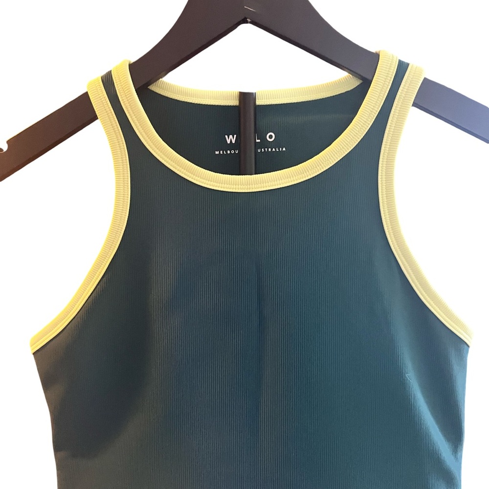 Wilo The Label Color Block Racer Bra in Forest